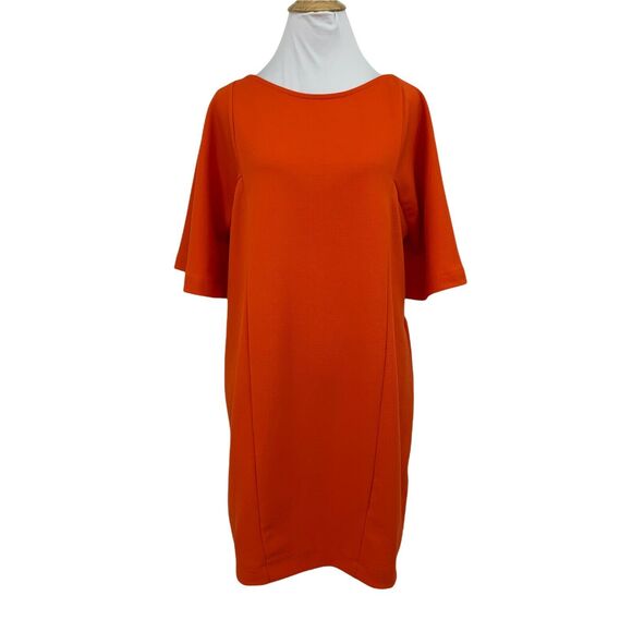 Zara Shirt Dress Women's Size S Orange Mid Sleeve Casual Scoop Neck Stretch Tee - Picture 1 of 11